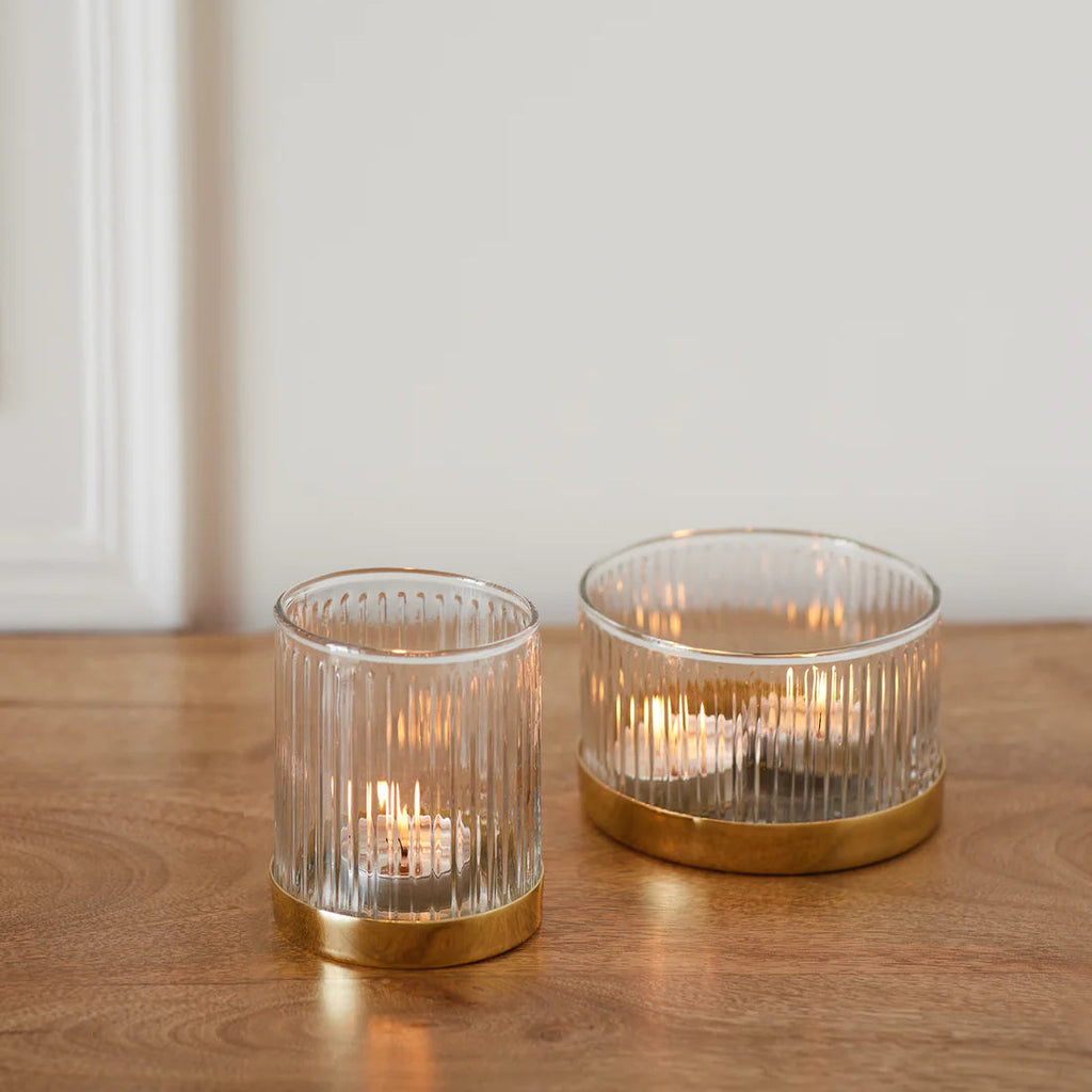 Fluted Glass Votive Holders - Set of 2