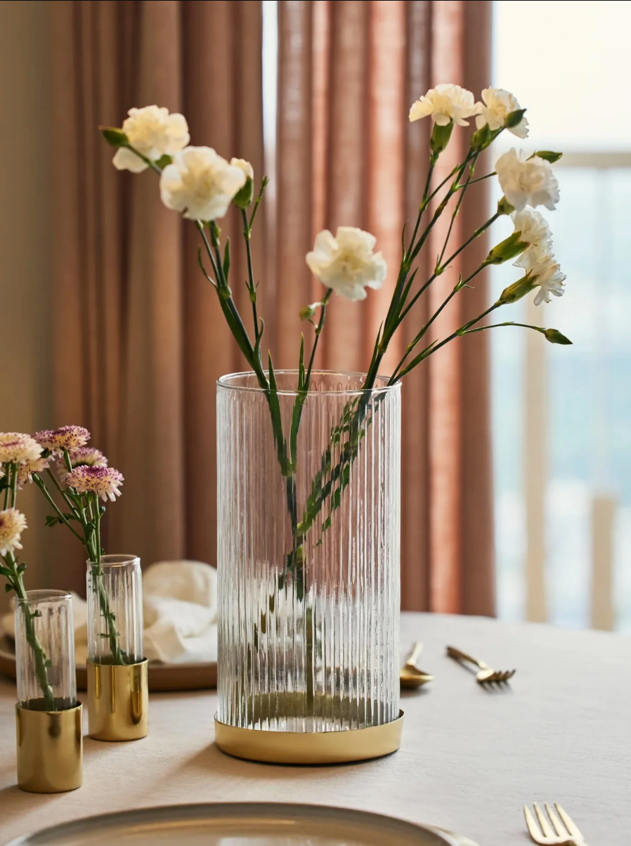 Tall Fluted Glass Vase