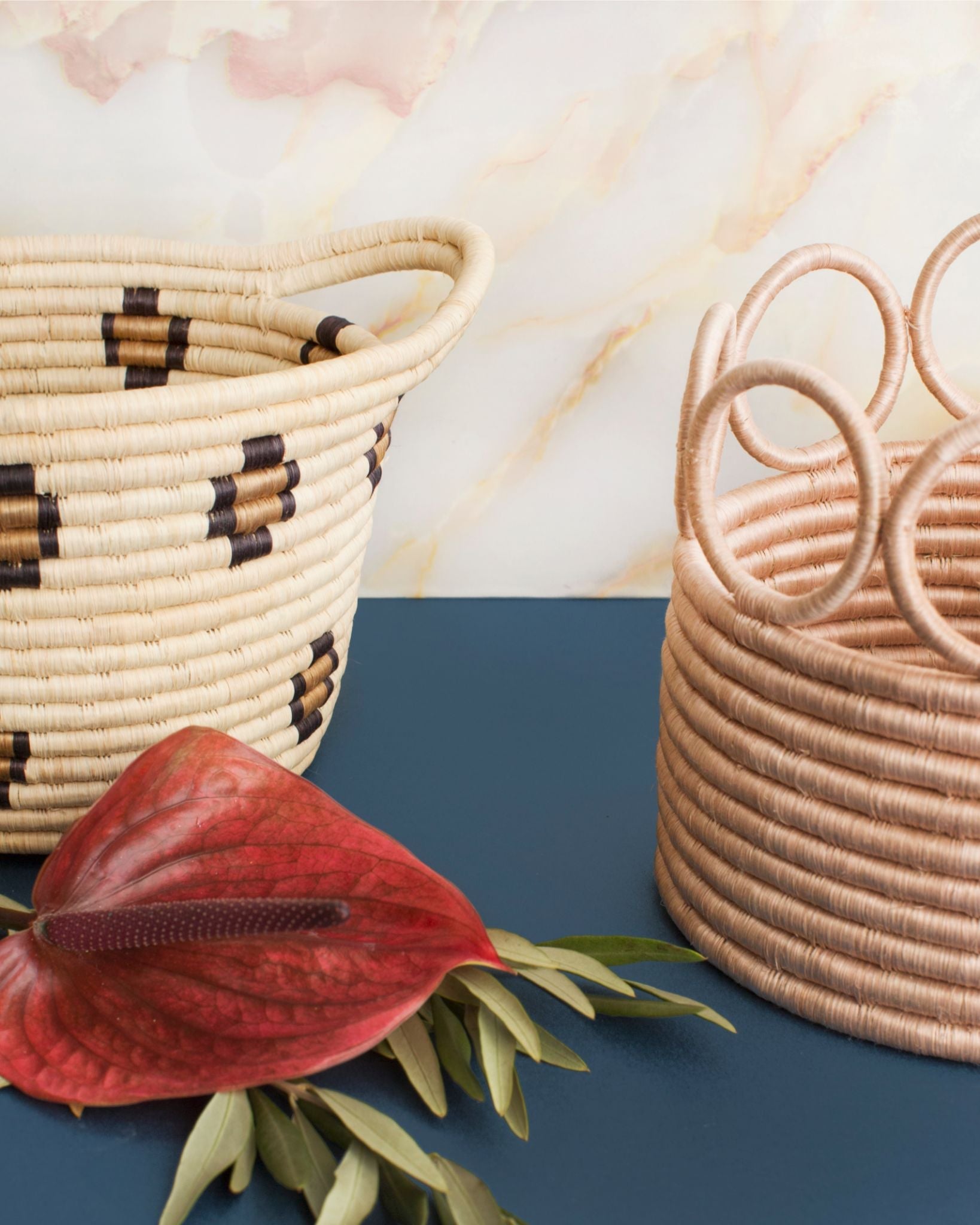 Double Handle Leopard Basket