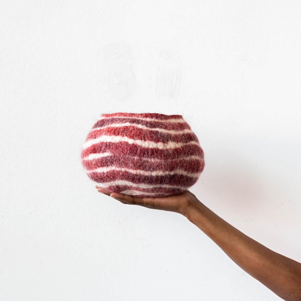 Berry Red Pathways Wool Ukhamba Bowl