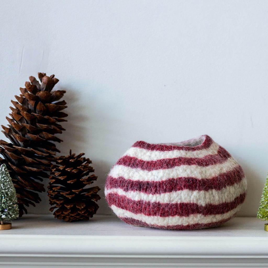 Berry Red Pathways Wool Ukhamba Bowl