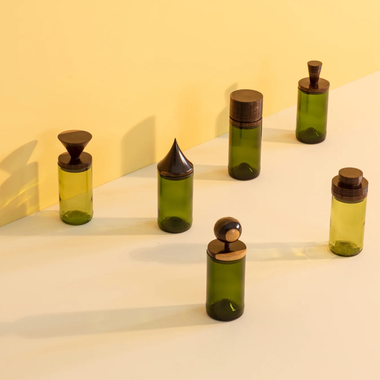 Wooden Topped Green Apothecary Jar
