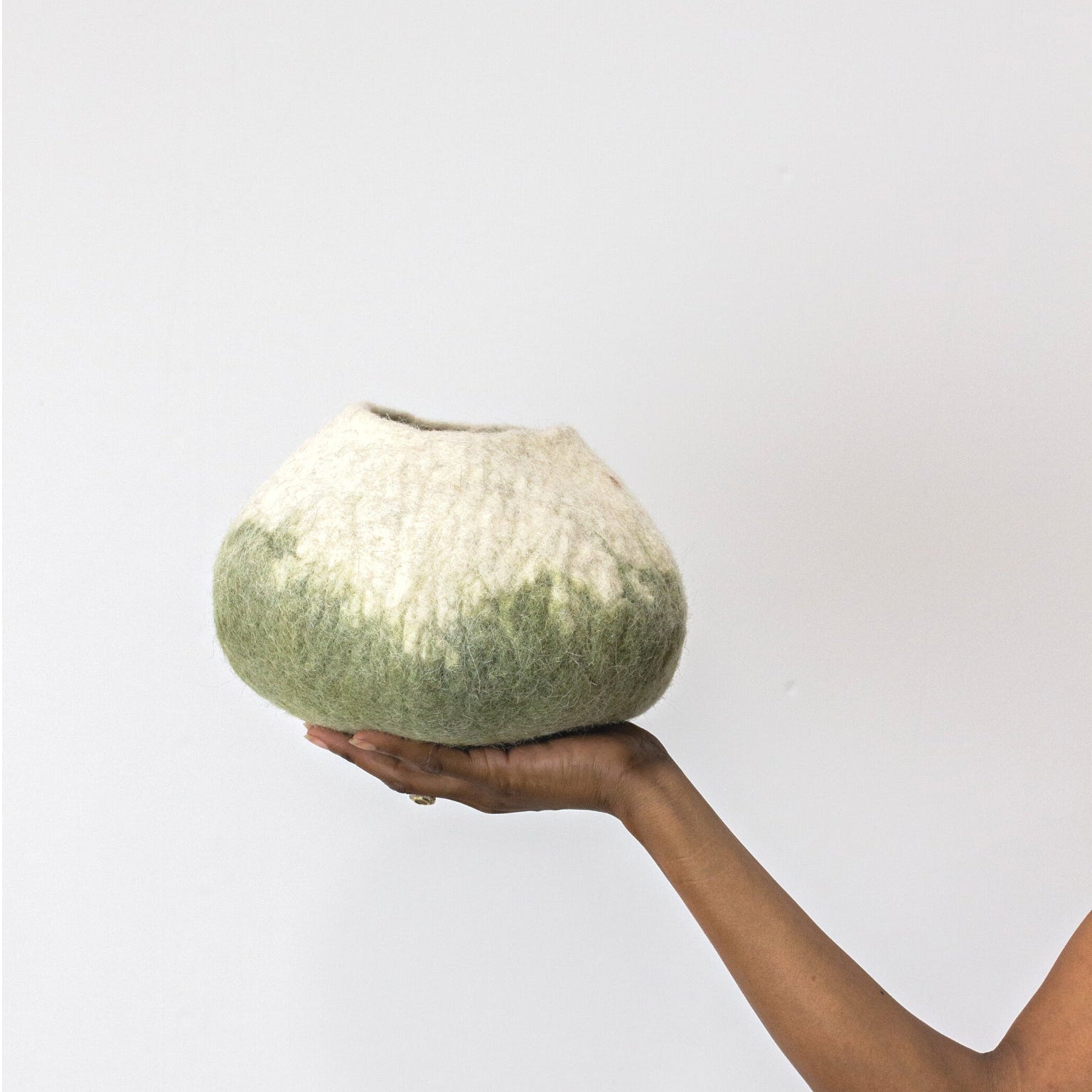 Olive Green Ombre Wool Ukhamba Bowl