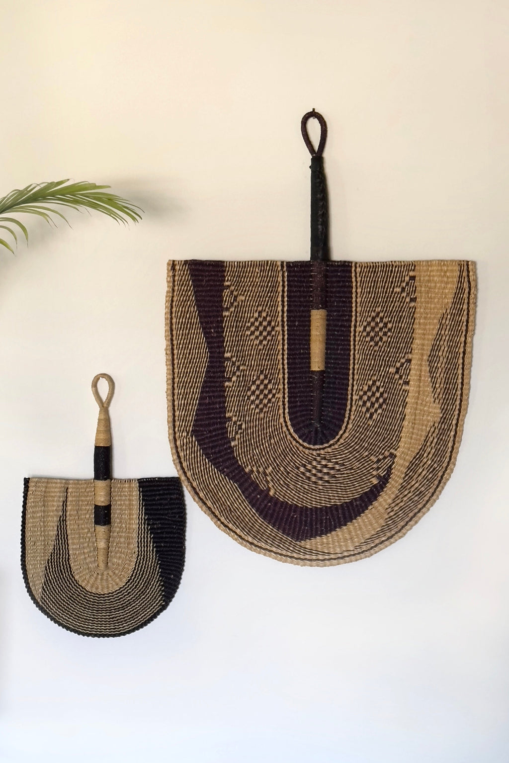Natural & Black Decorative Fan