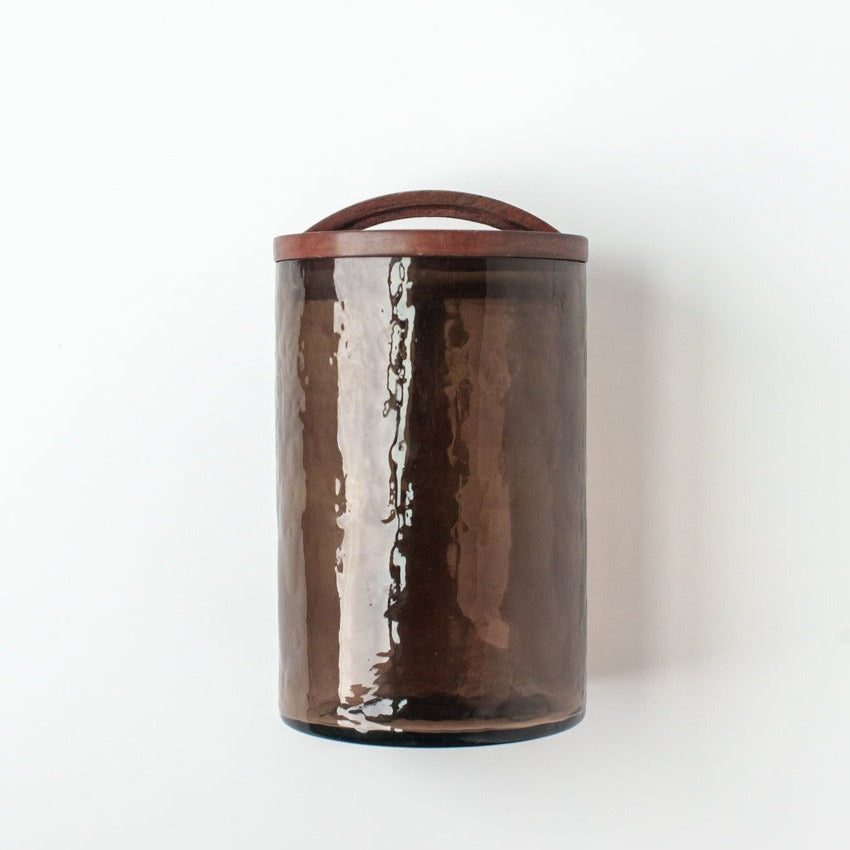 Smoke Hammered Glass Canister