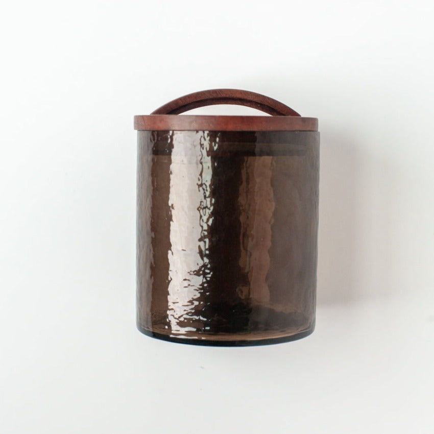 Smoke Hammered Glass Canister