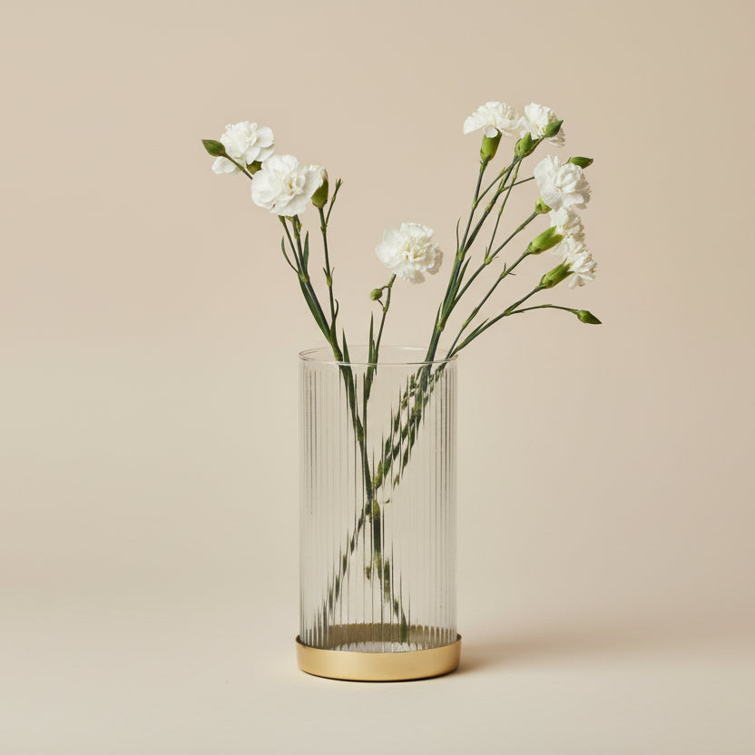 Tall Fluted Glass Vase