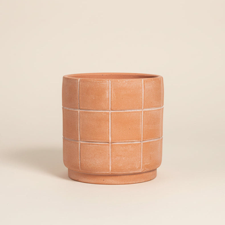 Large Grid Terracotta Planter