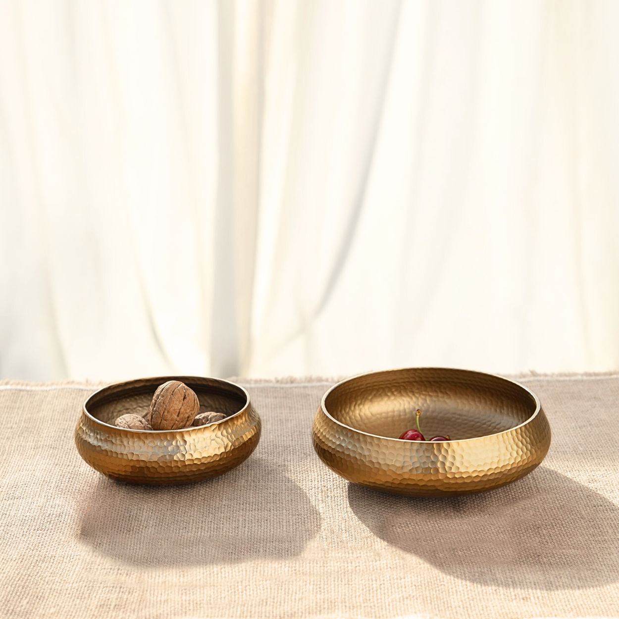 Pebbled Brass Bowls - Set of 2