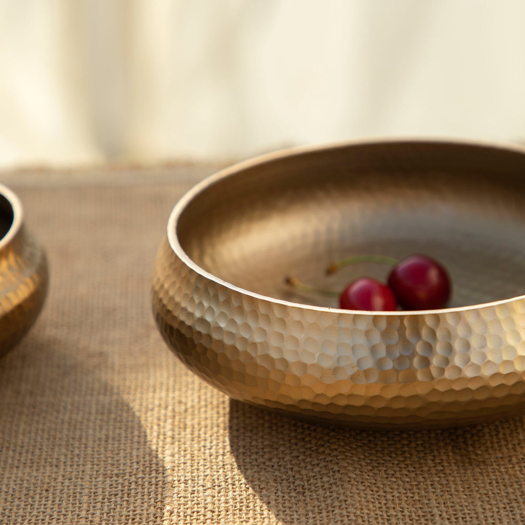 Pebbled Brass Bowls - Set of 2