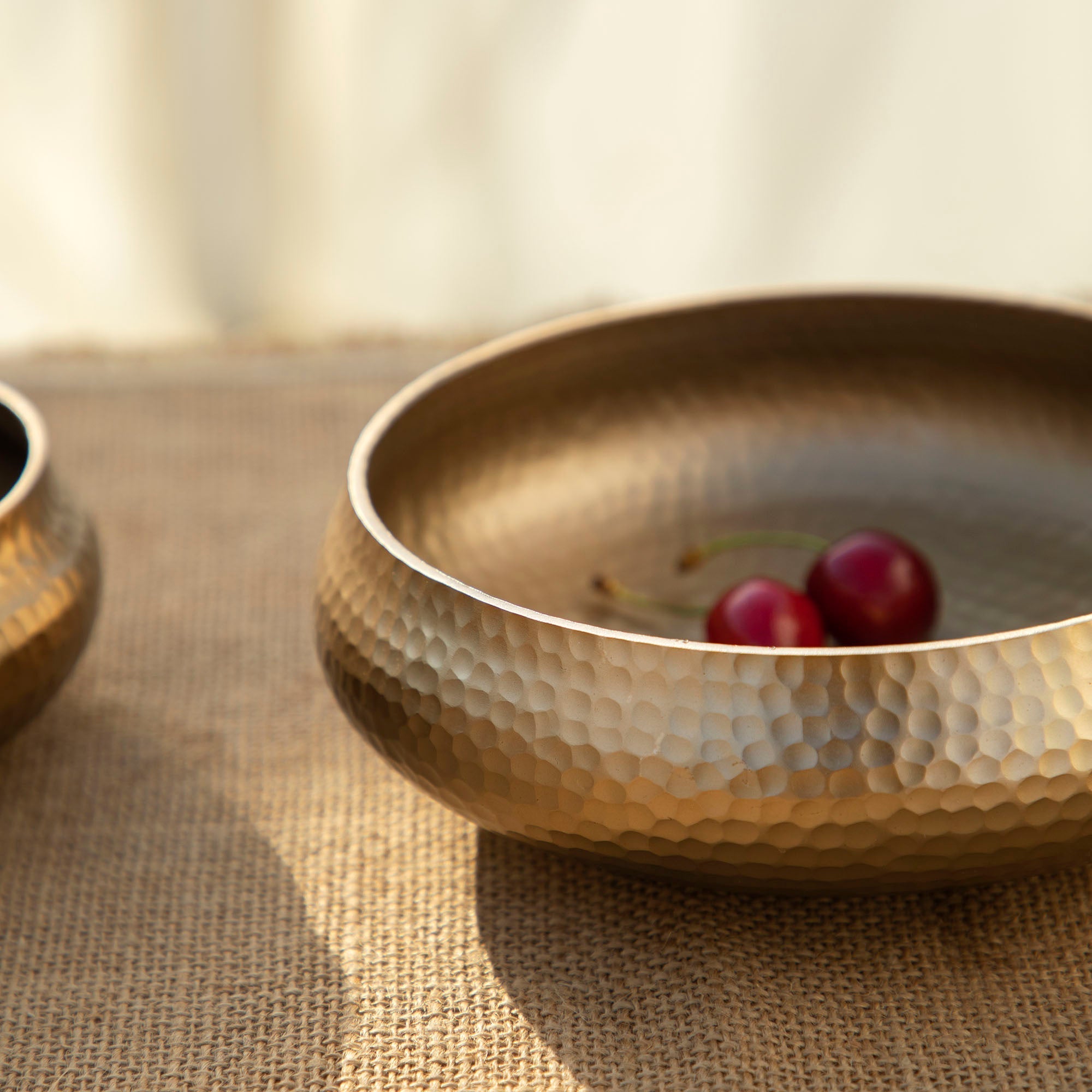 Pebbled Brass Bowls - Set of 2