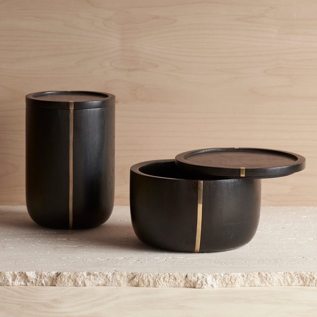 Tall Mango Wood Canister
