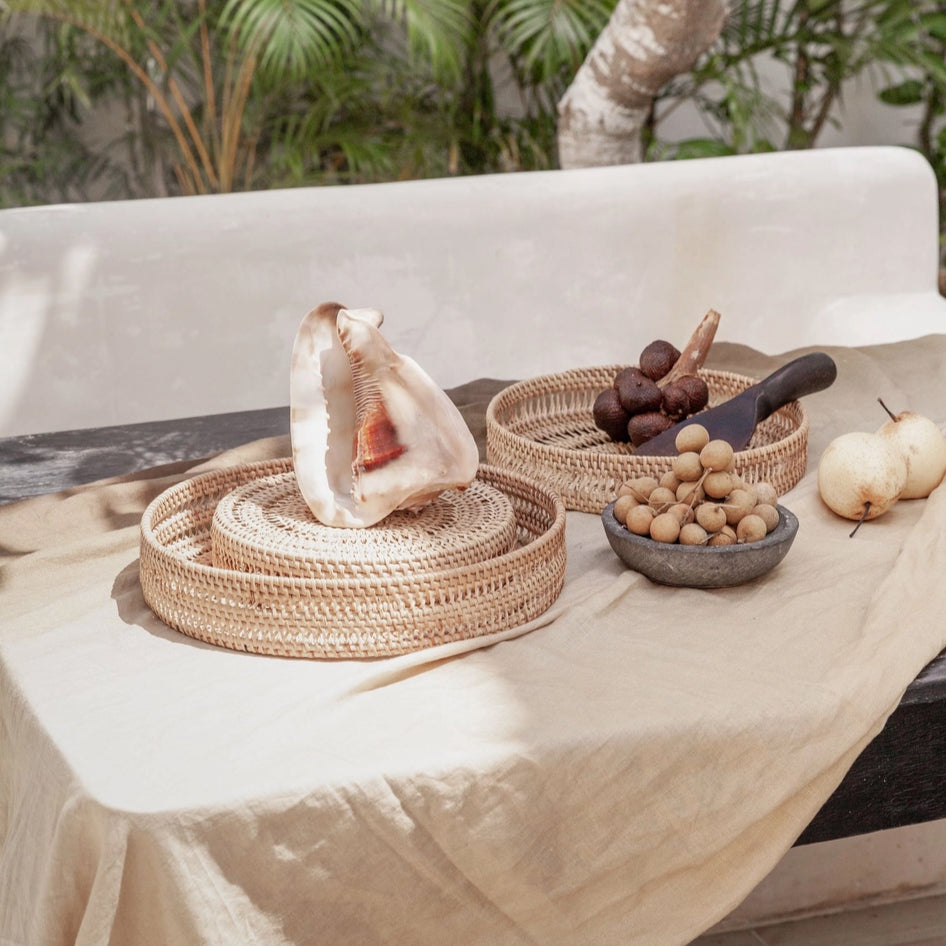 Large Round Woven Tray