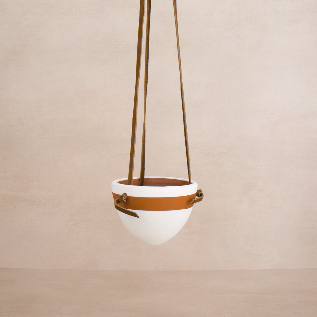 White Terracotta Hanging Planter