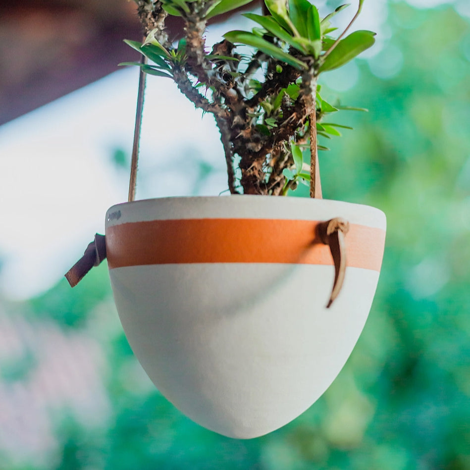 White Terracotta Hanging Planter